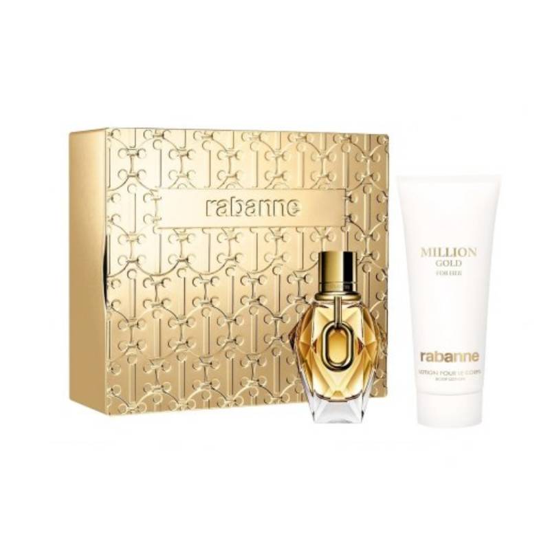 Paco Rabanne Million Gold For Her Eau De Parfum 50ml + Body Lotion 100ml Set