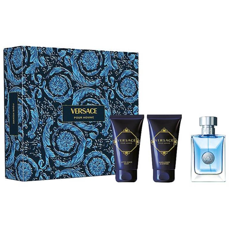 Versace Pour Homme Eau De Toilette 50ml + Hair & Body Shampoo + Aftershave Balm 3 Piece Set