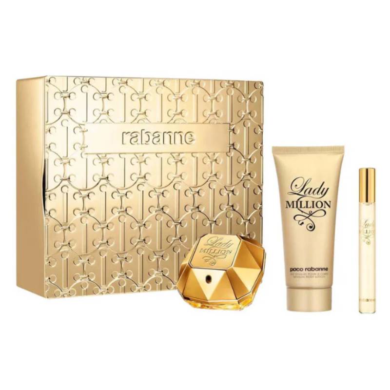 Paco Rabanne Lady Million Eau De Parfum 80ml + 10ml + Body Lotion 100ml Set
