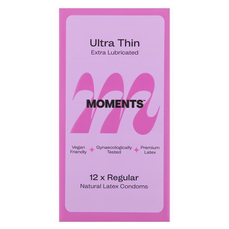 Moments Condom Ultra Thin Regular Extra Lubricated 12 Pack