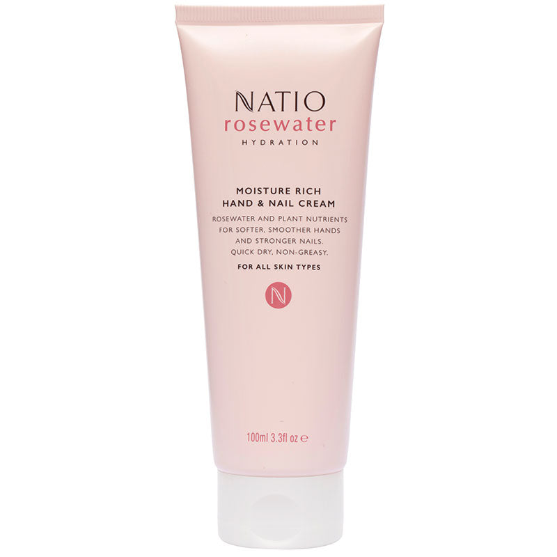 Natio Rosewater Hydration Moisture Rich Hand & Nail Cream 100ml