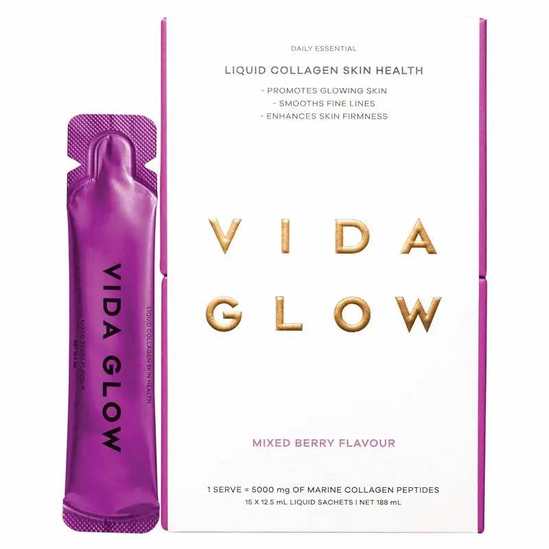 Vida Glow Liquid Collagen Skin Health Mixed Berry 15x12.5ml Liquid Sachets