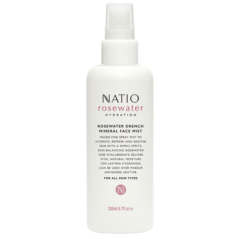 Natio Rosewater Hydration Moisture Drench Mineral Face Mist 200ml