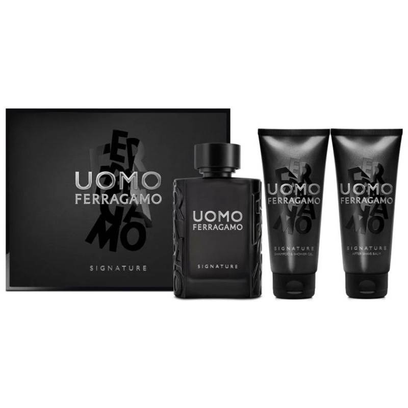 Salvatore Ferragamo Uomo Signature For Men Eau De Parfum 100ml 3 Piece Gift Set